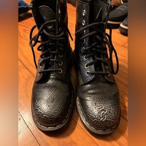 dr. martens arcadia chain embossed boots